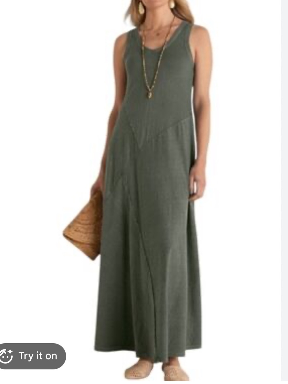 SOFT SURROUNDINGS Bailey Dress Textured Cotton Olive Size Small NWT